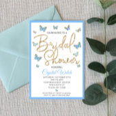 Invitation Papillon bleu et Fête des mariées Parties scintill