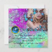 INVITATION PAPILLON BLEU FÊTE DOUCE 16 ANS  MONOGRAMME, OR (Dos)