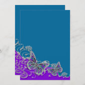 Invitation Papillon bleu mariage (Devant / Derrière)
