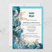 Invitation Papillon bleu rose bleu mariage or (Devant)