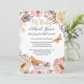 Invitation Papillon bleu rose moderne Douche virtuelle (Debout devant)