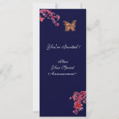 Invitation PAPILLON, bleu rouge vif (Dos)