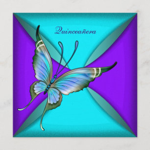 Invitation Papillon bleu sarcelle Quinceanera 15e anniversair
