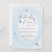 Invitation Papillon bleu tendre Aquarelle bébé garçon douche (Devant)