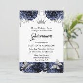 Invitation Papillon bleu tiara bleu rose quinceanera (Debout devant)