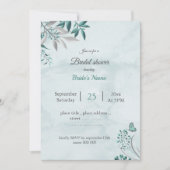 Invitation Papillon bleu turquoise feuille douche à nage fleu (Devant)