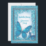 Invitation Papillon bleu turquoise Quinceanera magique chic<br><div class="desc">Célébrez votre 15e anniversaire avec cette invitation branchée de la Quinceanera. Le design se compose d'un papillon chic et magique dans le violet et le vert turquoise, entouré de diamants scintillants et de bling. Cette invitation est parfaite pour une élégance soignée et sophistiquée, avec une touche moderne et élégante. Vous...</div>