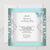 Invitation Papillon bleu turquoise Tiara Quinceanera 15ème Pa (Dos)
