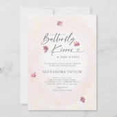 Invitation Papillon Blush Tender Aquarelle Bébé Fille Douche (Devant)