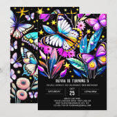 Invitation Papillon Bohème Vibrant Personnalisé Anniversaire (Devant / Derrière)