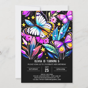 Invitation Papillon Bohème Vibrant Personnalisé Anniversaire