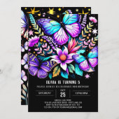 Invitation Papillon bohémien vibrant imprimable Anniversaire (Devant / Derrière)