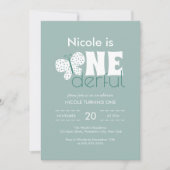 Invitation Papillon Boho Retro 1er anniversaire Dustday Blue (Devant)