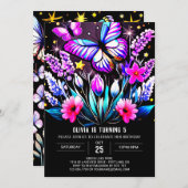 Invitation Papillon charmant violet modifiable Anniversaire (Devant / Derrière)