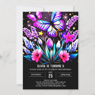 Invitation Papillon charmant violet modifiable Anniversaire