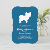Invitation Papillon Chien Baby shower Blue Boy (Debout devant)