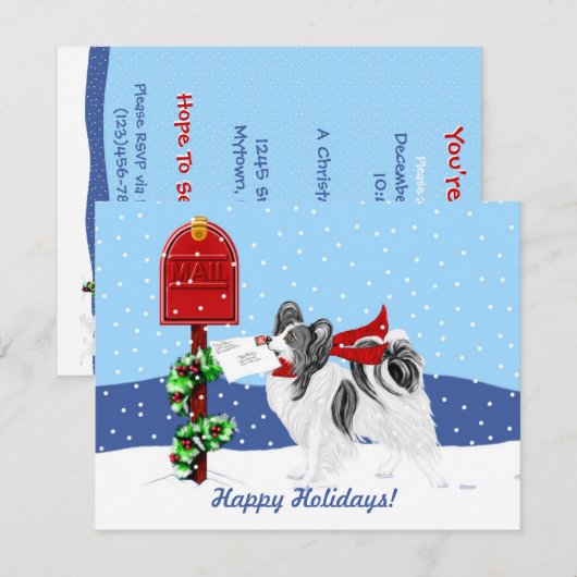 Invitation Papillon Christmas Mail Blk Wht (Devant / Derrière)