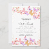 Invitation Papillon Ciel Coral Or Baby shower Confetti (Devant)