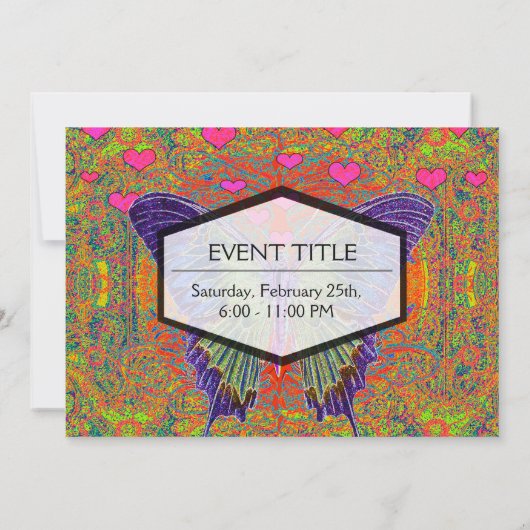 Invitation Papillon coloré (Dos)