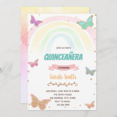 Invitation Papillon coloré arc-en-ciel 16e anniversaire (Devant / Derrière)