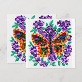 Invitation Papillon Coloré et Lilas Violets (Devant / Derrière)