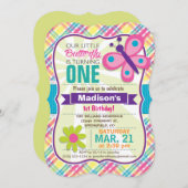 Invitation Papillon coloré & Fleur, Plaid Anniversaire (Devant / Derrière)