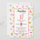 Invitation Papillon coloré thème pastel mignon pastel 1er ann (Devant)