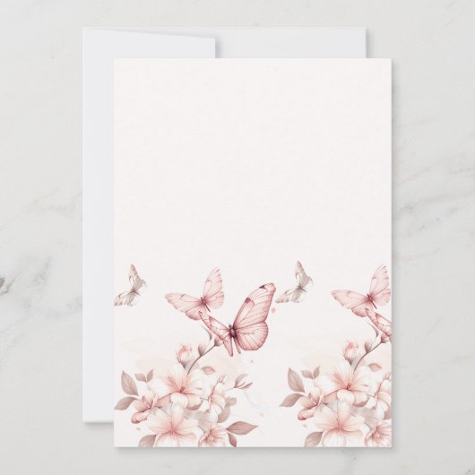 Invitation Papillon Coquette | Douche pour bébé rose (Dos)