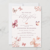 Invitation Papillon Coquette | Fête des mariées élégante (Devant)