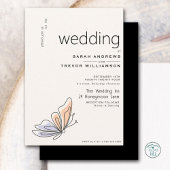 Invitation Papillon Corail et Violet Simple et Fantaisiste