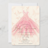 Invitation Papillon Dance Peach Sparkle Baby shower robe (Devant)