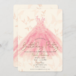 Invitation Papillon Dance Peach Sparkle Robe Anniversaire