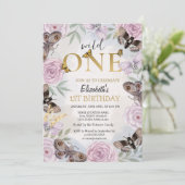 Invitation Papillon d'anniversaire Wild One Fleurs  (Debout devant)