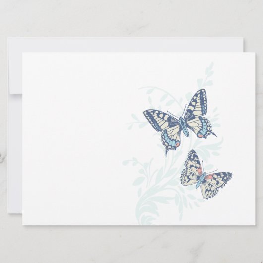 Invitation Papillon d'art bleu clair enregistrer la date invi (Dos)