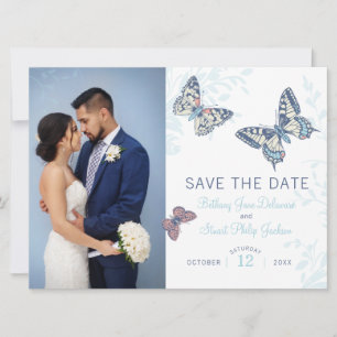 Invitation Papillon d'art bleu clair enregistrer la date invi