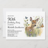 Papillon de cerf bébé Feuillage Floral 90e Anniver