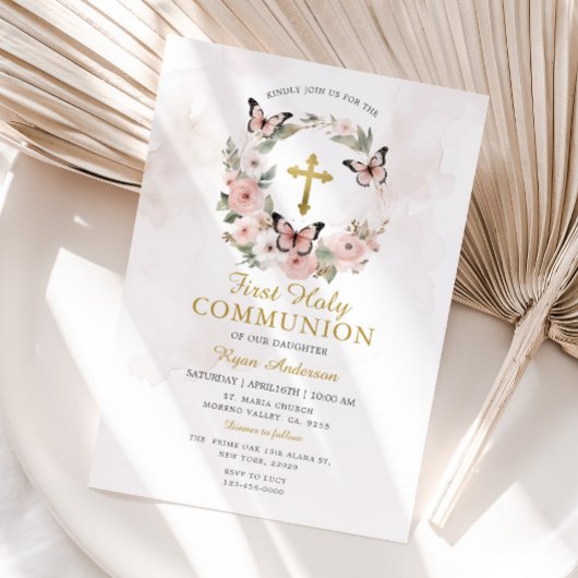 Invitation Papillon de couronne Roses roses roses roses Premi