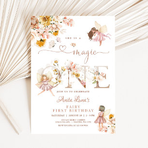 Invitation Papillon de fée Magique Anniversaire 1ère Fleur sa