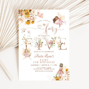 Invitation Papillon de fée Magique Fleur sauvage 5e Anniversa