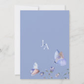 Invitation Papillon de Fleur Sauvage Monogramme Bleu Poussiér (Dos)