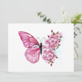 Invitation Papillon de fleurs avec Sakura rose (Debout devant)