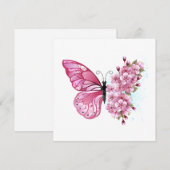 Invitation Papillon de fleurs avec Sakura rose (Devant / Derrière)