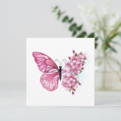 Invitation Papillon de fleurs avec Sakura rose (Debout devant)