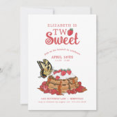 Invitation Papillon de gaufre fraise | Deux Anniversaires dou (Devant)