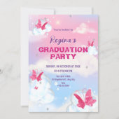 Invitation Papillon de graduation rose violet scintillant (Devant)