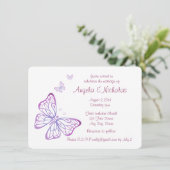 Invitation Papillon de jardin rose violet (Debout devant)