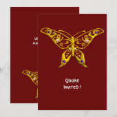 Invitation PAPILLON DE JOAILLERIE EN OR HYPER AVEC GEMMES Rou (Devant / Derrière)