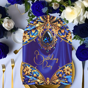 Invitation Papillon de joyau bleu or exotique d'anniversaire