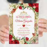 Invitation Papillon de la Couronne rouge et or brillant Quinc<br><div class="desc">Quinceañera Bright Red & Gold Crown Mexicaine Butterfly Invitation Mis Quince 15 Anos,  16e Anniversaire, </div>