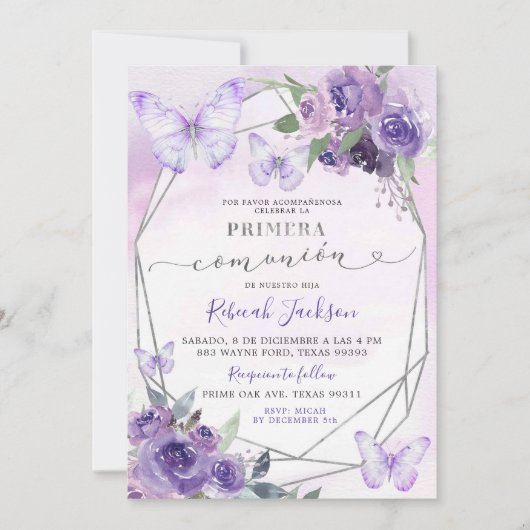 Invitation Papillon de la Primera Comunión (Devant)